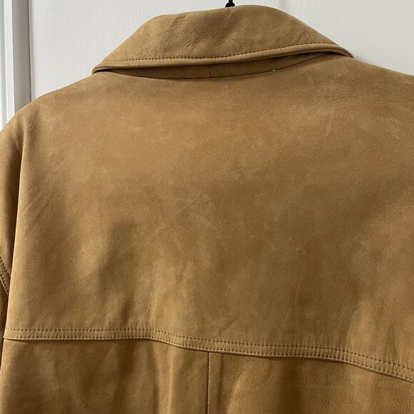 Tan Suede Leather Barn Coat Utility Jacket Mens XL Sport Chore Hunting - Picture 15 of 16